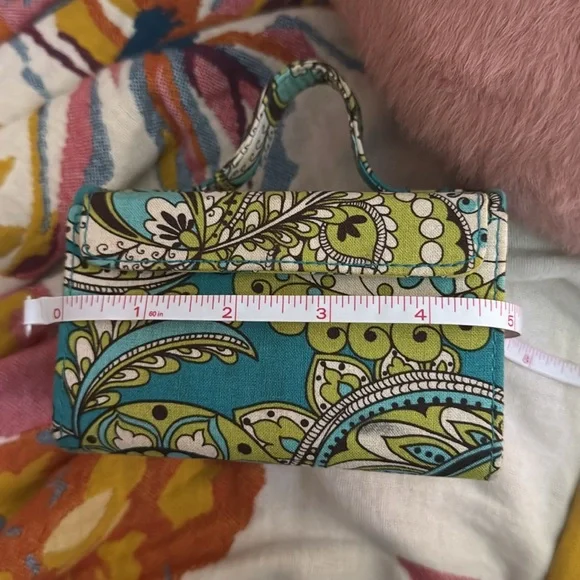 Vera Bradley Mini Travel Jewelry Box Ring Case Peacock Turquoise Flowers - Picture 6 of 6